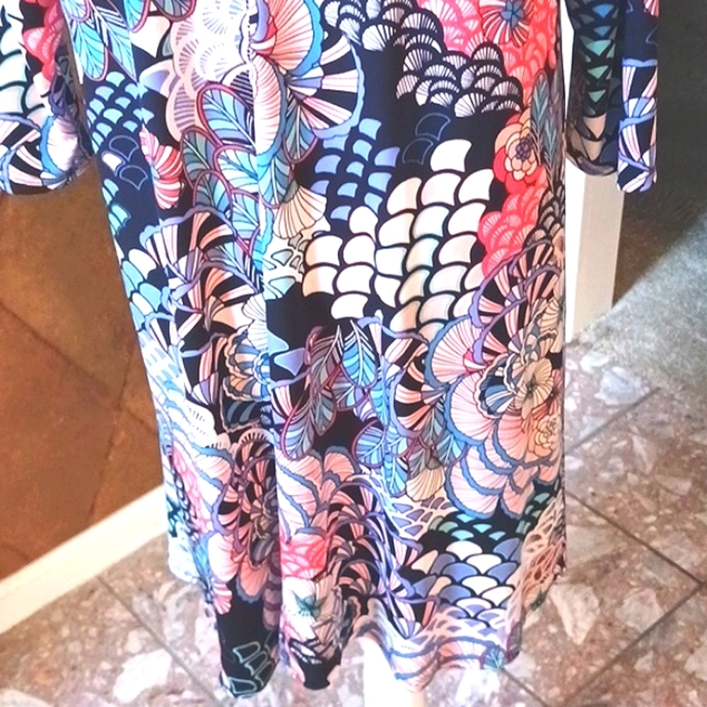 MSK Multi-Colored 3 Ring Mid-Sleeve Super Cute Dress Size XL - Picture 5 of 10